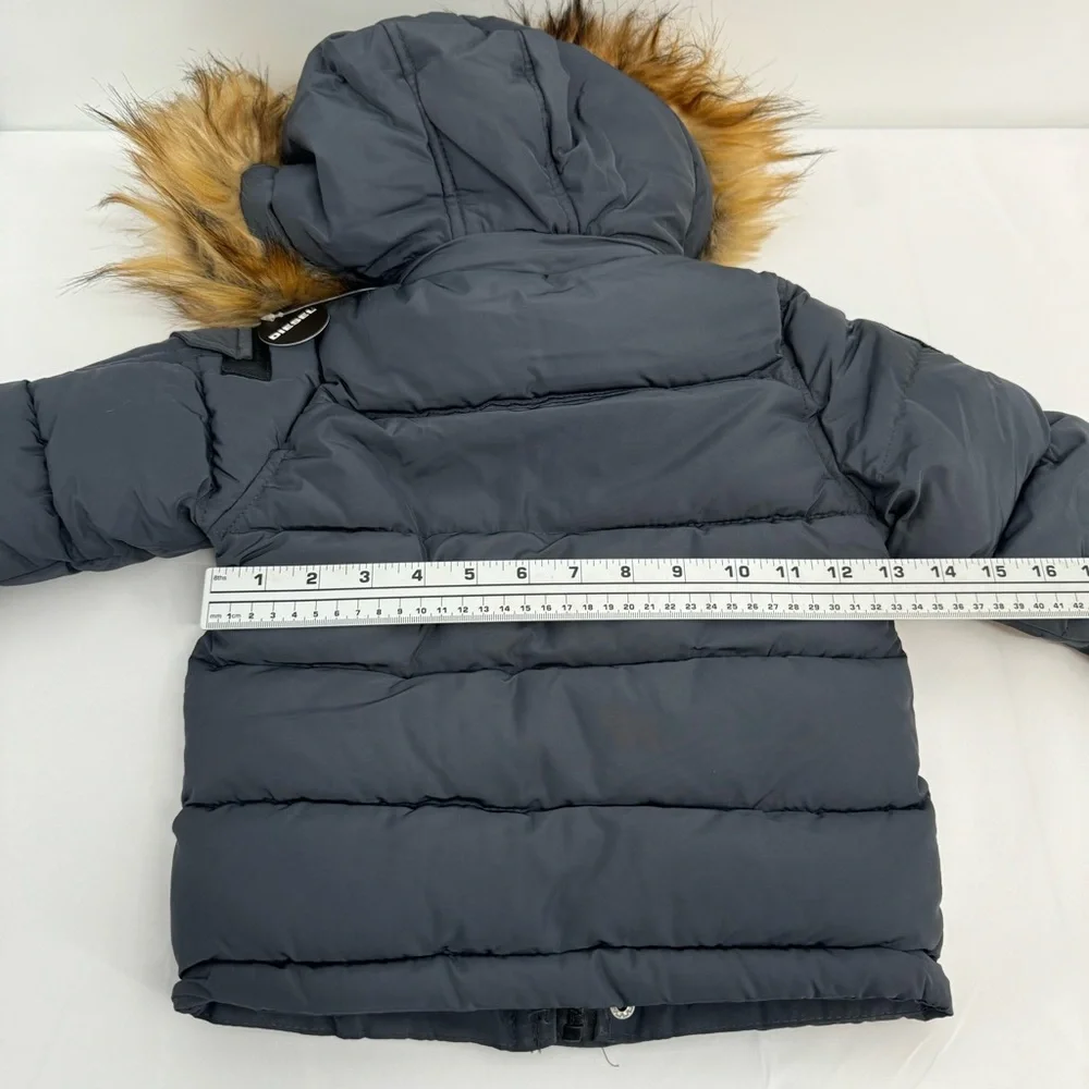 NWT Diesel Boys Charcoal Parka Bubble Removable Hooded Jacket size 2T